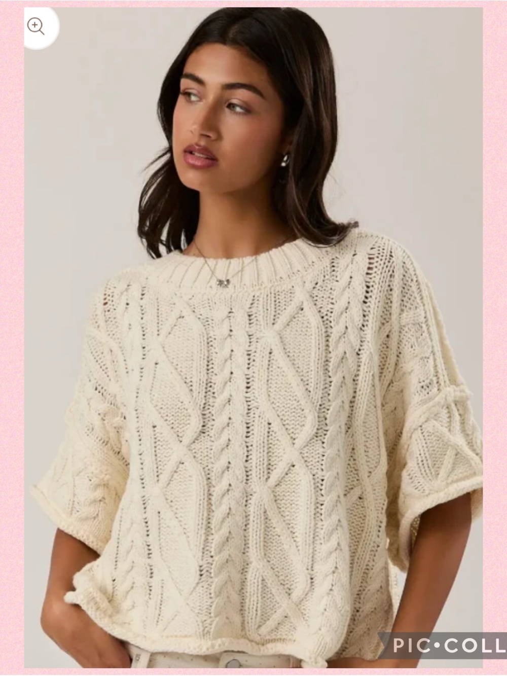 💖Le Lis Cream Short Sleeve Cable Knit Sweater 💖